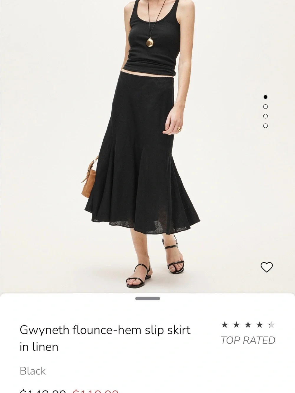 J. Crew Black A-Line Gwyneth Flounce-Hem Linen Skirt